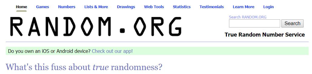 Random.org website